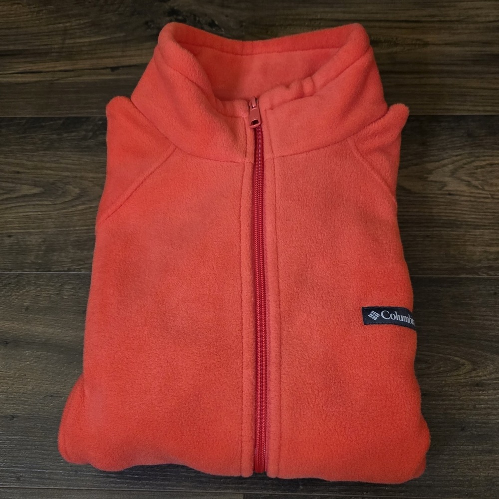 Columbia Fleece Jacket Womens 2X Red Full‎ Zip Hiking Outdoor Plus Size